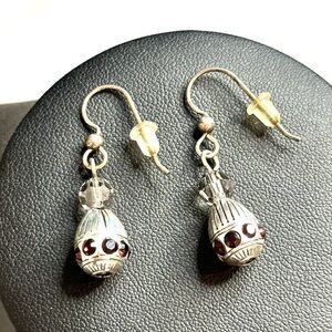 ❤️🩶 Silver and Red Drop Earrings 🩶❤️